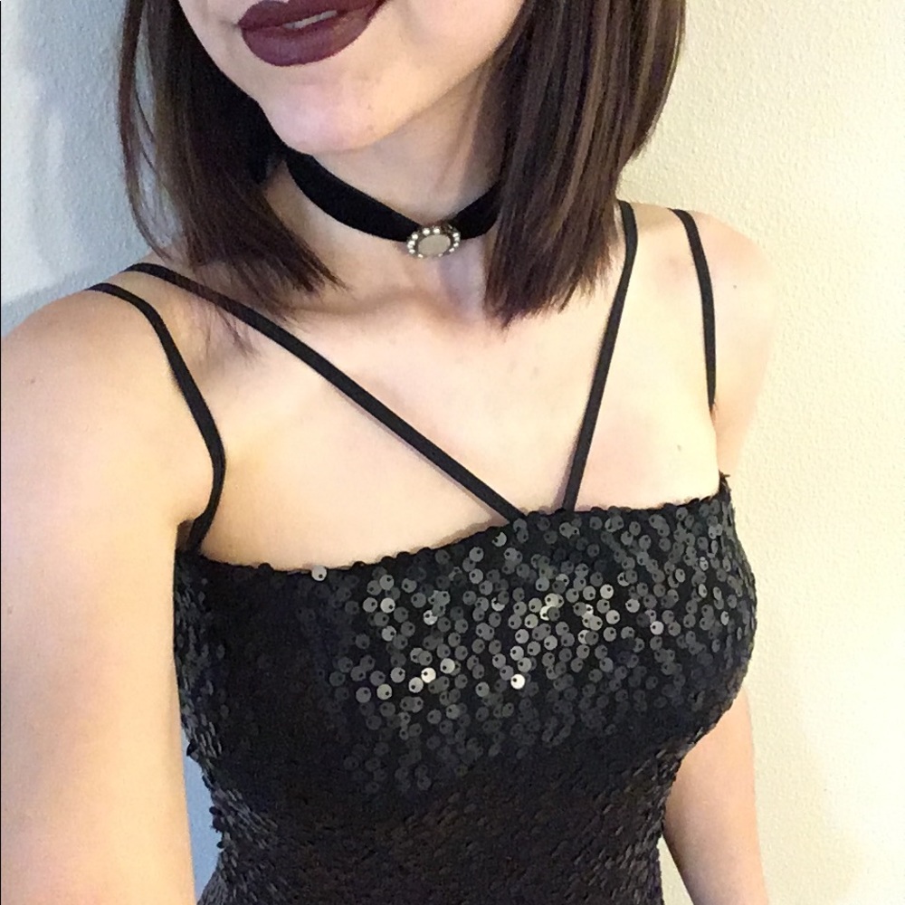 Black sequin disco ball bodycon cocktail dress